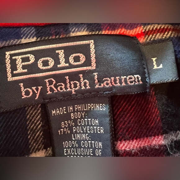 Polo Ralph Lauren Red Quilted Snap Puffer Vest Plaid Lining Size L - Picture 5 of 6